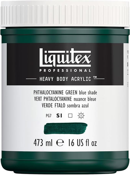 Liquitex Professional Heavy Body Acrylic Paint, 16-oz (473ml) Pot, Phthalocyanine Green (Blue Shade)