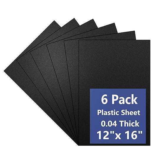 6 Pack Black Plastic Sheet 12x16x0.04 in Flexible High Tensile Plastic Sheets Black Plastic Panel for DIY Materials Handicrafts Home Decoration