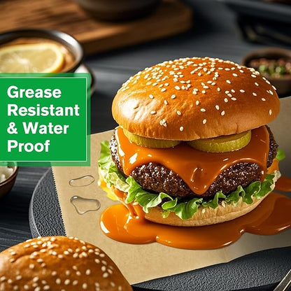 Precut POP UP Deli Paper Sheet Pack of 200, Interfolded Heavy Paper for Food Wrap and Serving (6" x 10-1/2", Kraft）