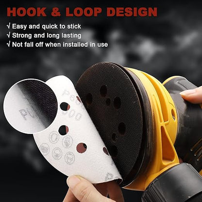 120 PCS 5 Inch Sanding Discs 40 Grit, 8 Hole Aluminum Oxide Hook and Loop Round Sandpaper for Random Orbital Sander