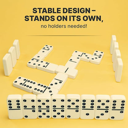 Mega Large 3" Dominoes Set for Adults and Kids – Dominoes Double 6 Classic Board Games – Double Six Domino Set with 28 Tiles and Gift Case, Juegos de Mesa (MEGA)