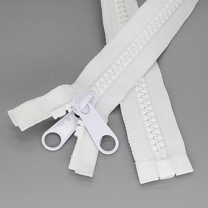 Leekayer 1PCS #10 96 Inch Heavy Duty Zipper for Sewing Separating Large Plastic Zippers White Tape with Double Pull Tab Slider, Sleeping Bag, Boat, Canvas, Cover, Trampoline, Dog Bed,Tent zipper 243cm