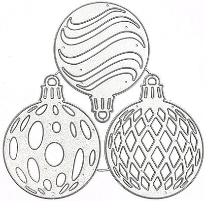 Mvchifay Cutting Dies for Card Making Metal Die-Cuts Scrapbooking Tool Hollow Frame DIY Craft Punch Template Embossing for Paper Album Decor(3 Christmas Balls-12x12cm)