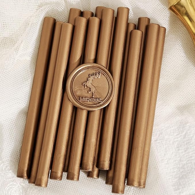 Classic Antique Gold Sealing Wax Stick, Wax Seal Stick for Mini Glue Gun, DIY Wedding Invitation Decoration - Pack of 16