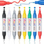 Oil Based Paint Markers, 8 Colors Dual Tip Paint Pens Paint Markers(0.7mm & 3mm), Waterproof Paint Pen for Rock Painting, Metal Wood Glass Stone Canvas Mugs Fabric Plastic