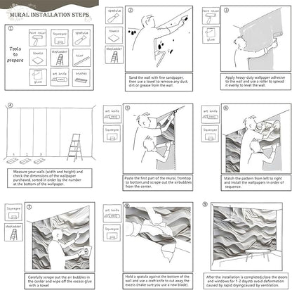 AFZEVEB-3D Stereo Relief Lines Living Room Background Wallpaper Mural 114"x74"(Not Peel and Stick)