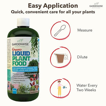 Organic Liquid Plant Food for Indoor Houseplants – All Purpose Fertilizer for Potted Plants, Vegetables, Succulents, Orchids, Roses – Miracle Growth with Mycorrhizae (32 oz)