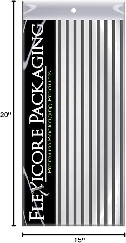 Flexicore Packaging Gray Pin Stripe Print Gift Wrap Tissue Paper Size: 15 Inch X 20 Inch | Count: 100 Sheets | Color: Gray Pin Stripe