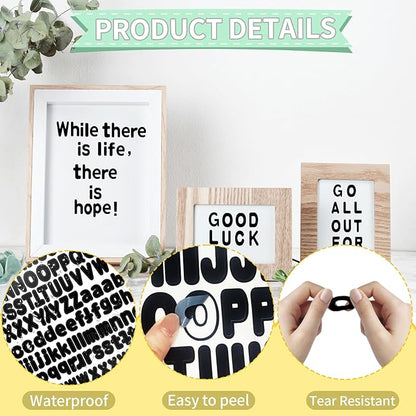 Alphabet Stickers, 1''Inch 12 Sheets Black Letter Stickers, Self Adhesive Vinyl Mailbox Numbers, Self Adhesive Letters for Bulletin Boards, Classroom, Home Decor