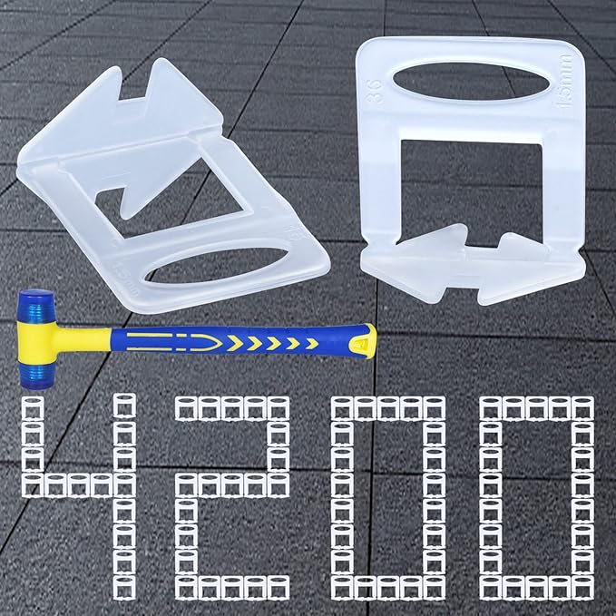 Tile Leveling System Clips Spacers Tile Leveler Clips DIY Tile Leveler Spacers 4200 Pcs 1/16" (1.5mm) for Professional Ceramic Tile and Stone Installation (4200 1/16")
