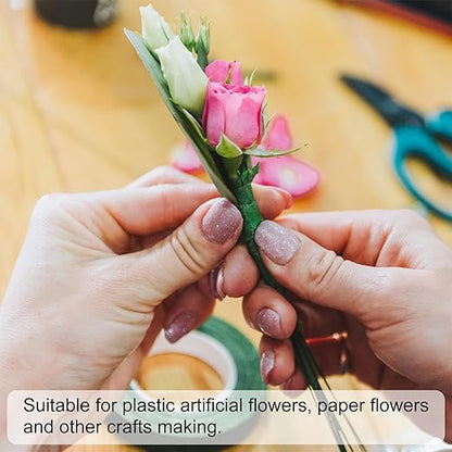 PATIKIL 28 Gauge 16" Floral Stem Wire, 100 Pcs Paper Wrapped Iron Artificial Flower Stem Accessories for DIY Bouquet Stem and Craft Decoration, White