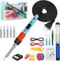 Soldering Iron Kit, 90W LED Digital Soldering Gun kit with Ceramic Heater, 110V Adjustable Temperature Solder Welding Iron Kits, Auto-sleep, Thermostatic Design, Blue