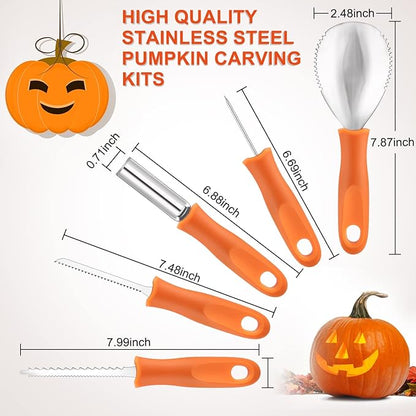 Pumpkin Carving Kit Tools Halloween, 13PCS Professional Heavy Duty Carving Set, Stainless Steel Double-side Sculpting Tool Carving Kit for Halloween Decoration Jack-O-Lanterns