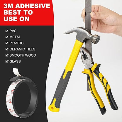 Neodymium Magnetic Tape, Flexible Magnet Tape Strips Roll (1/2'' Wide x 3.3 ft Long) with Strong 3M Adhesive Backing, Magnetic Strips Heavy Duty Perfect for Wall, DIY, Art Projects & Fridge