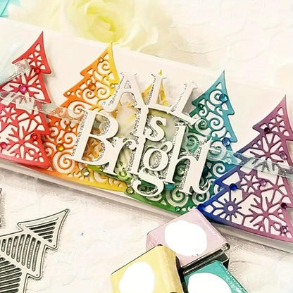 Lapoo Festivals Metal Cutting Die for Scrapbooking - Durable, Cut Stencils for DIY Scrapbook Photo Album Decorative Paper Card, Card Making Supplies, Embossing (A Christmas Tree Set 5.5 x 3.5 in)