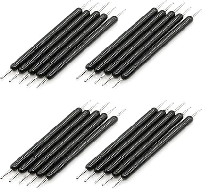 4 Set Embossing Stylus Double End Tracing Dotting Tool, 20 Pcs Ball Embossing Stylus Double End Tracing Dotting Tool for Pottery Clay Craft, Embossing Art (Black)