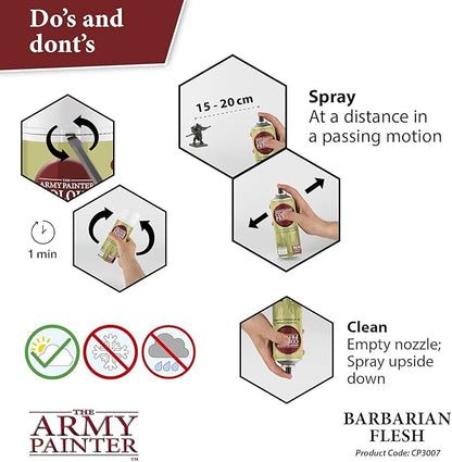 The Army Painter Color Primer Spray Paint, Barbarian Flesh, 400ml, 13.5oz - Acrylic Spray Undercoat for Miniature Painting - Spray Primer for Plastic Miniatures