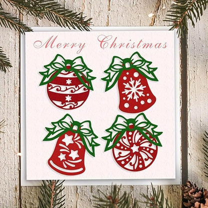 Lapoo Festivals Metal Cutting Die for Scrapbooking - Durable, Cut Stencils for DIY Scrapbook Photo Album Decorative Paper Card, Card Making Supplies, Embossing (Christmas Bells and Bows 4.7 x 4.6 in)
