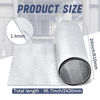Diamond Plate Sheet Metal Heavy Duty Tread Aluminum Sheet Diamond Tread Plate for Wall Covering, Cargo Trailer, RV and More(24 x 96 Inch,Silver)