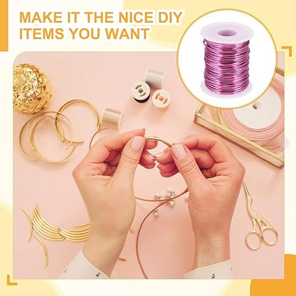 uxcell 16 Gauge / 1.5mm Anodized Aluminum Wire for Jewelry Craft Making, 102 Feet Bendable Flexible Wire for DIY Home Decor Gardening Sculpture, Dark Pink