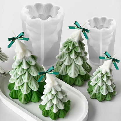 2 Pcs Christmas Candle Molds, Christmas Tree Silicone Molds for Candles Wax Soap Plaster Epoxy Resin Casting Craft Xmas Home Decoration Handmade Gift