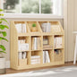 12-Cube Wooden Storage Bookcase - 11-Inch Open Shelf Cabinet, Simple Modern Bookshelf Organizer for Home Office, Living Room, Oak