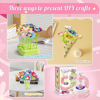 Glotrove Fabric Flower Bouquets Toys, Arts and Crafts for Kids Ages 6-8 8-12 Girls, DIY Craft Kits Gifts for Girls Birthday, Educational Toys for Building Your Flower Bouquet