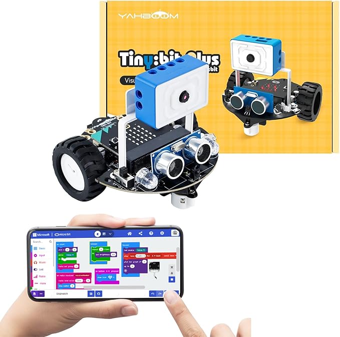 Yahboom Micro:bit Start Robot Kit with ESP32 Camera HD Video App Control for 8+ DIY Programmable STEM Education Toy Car with Tutorial Super Cost-Effective (with v2)
