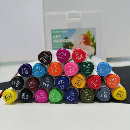 Back to School 24 Colors Alcohol Markers Set, Fine & Chisel Dual Tips Art Twin Sketch Pens Permanent Alcohol Based with Case Office Supplies