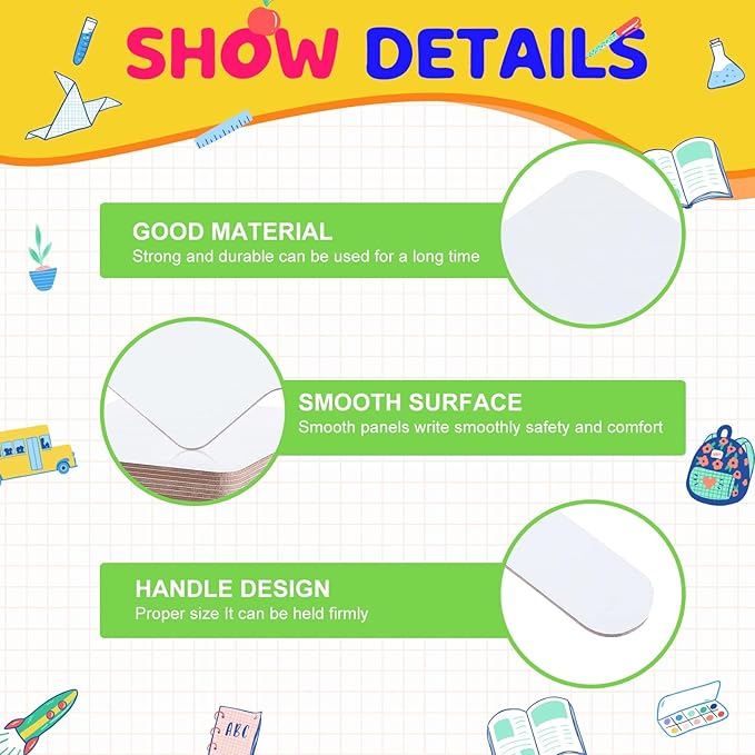 30 Pcs Dry Erase Answer Paddle 7 x 9 Inch Handheld Wooden White Board Double Sided Dry Erase Small Whiteboards for Students Classroom Games Party Auction Paddles for Bidding Meeting Voting(30)