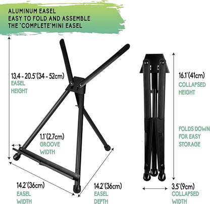 Conda Aluminum Tabletop Easel, Portable Tripod Display Stand Adjustable Height from 15" to 21" with Extension Arm Wings, Desktop Display Easel for Canvas, Paintings, Photos, Signs