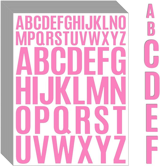 Bemeol Letter Stickers 1560 Pieces 30 Sheets Stick on Vinyl Letters Capital Alphabet Sticker Letter for Craft Bulletin Boards Classroom Home Business Decor(Pink,1 Inch,2 Inch)