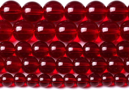 10mm Garnet Red Glass Crystal Beads Smooth Round Stone Beads with Energy Power for DIY Jewlery Bracelets Making 76pcs 2 Strands 32"