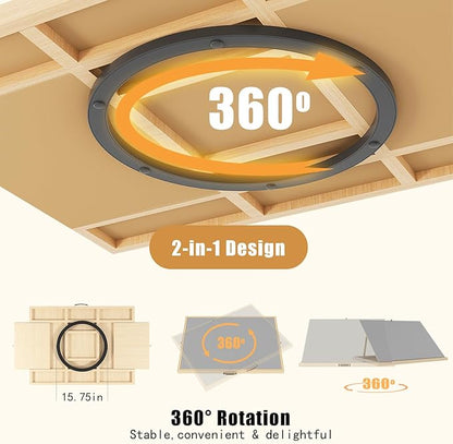 1500 Pieces 2-in-1 Tilting & Rotating Puzzle Board with 4-Angle Adjustment & Dual Rotation Mode, 34.05"x24.8" Portable Wooden Lazy Susan Jigsaw Puzzle Table with Drawers and Cover for Adults Gifts
