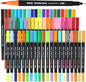 60 Colors Dual Tip Brush Pens, Fine Felt Tip and Brush Tips Colored Pens for Adults and Kids, Coloring Markers for Coloring Book Bullet Journaling Note Taking Hand Lettering