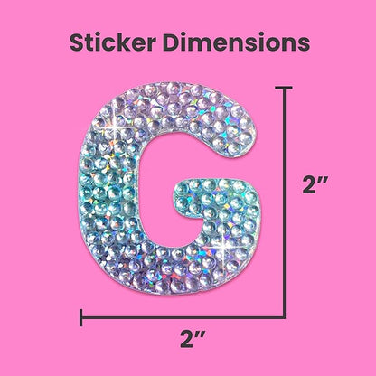 StickerBeans® Rhinestone Alphabet Letter Sticker G - Unique Sparkly Design 2” x 2” Cut-to-Shape Adhesive - Personalization, Collecting, Gifting, Scrapbooking, Decorating Laptops, Phone Cases, All Ages