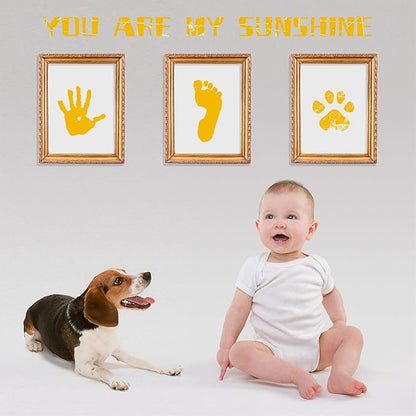 Ink Pad, 5x4'' Washable Non-Toxic Ink Stamp Pad for Baby Footprint Handprint, Yellow