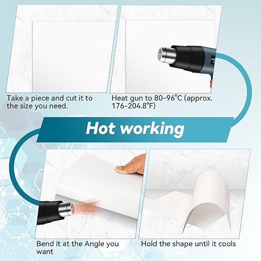 5 Pack White Plastic Sheets 12x12x0.04in Flexible High Tensile Plastic Sheets Hard Plastic Panel for DIY Materials Handicrafts Home Decoration