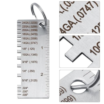 Wire/Metal Sheet Thickness Gauge Stainless Steel Welding Gage Plated Size Inspection Tool Wire Metal Sizes Thickness Gauge