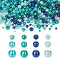 1840Pcs 4/6/8mm Glass Pearl Beads Pearlized Beads Multi Colors Round Spacer Beads for DIY Craft Jewelry Making Hole: 1mm, Mixed Blue