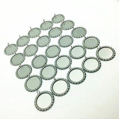 Silver Color Flat Bottle Caps with Holes and Rings – 1 Inch Aluminum Bottle Cap Pendants for DIY Jewelry, Crafts, Keychains – 100 PCS