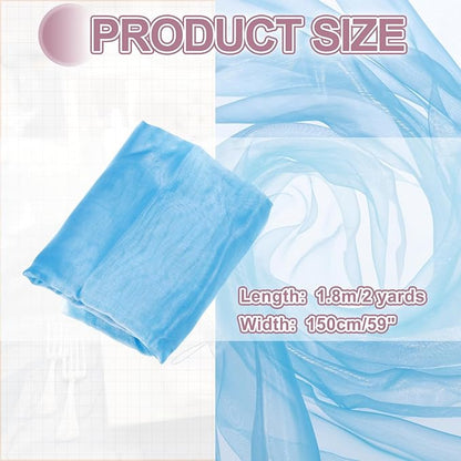 MECCANIXITY Iridescent Sheer Organza Fabric, 2 Yards x 59 Inches Solid Holographic Shiny Fabric Organza Cloth for Wedding, Curtains, Costume, Photo Background, Gradient Light Blue
