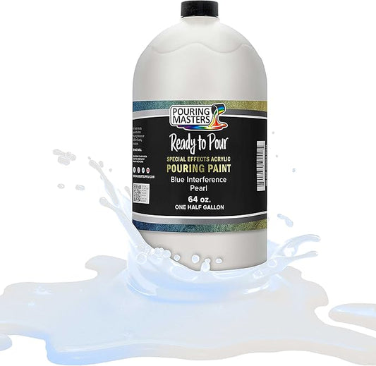 Pouring Masters Blue Interference Pearl Special Effects Acrylic Pouring Paint - Premium 64-Ounce Pre-Mixed Fluid Acrylic Paint - Fluid Art Supplies for Canvas, Wood, Paper, Tile & Rocks