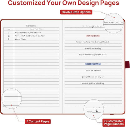 Lined Journal Notebooks for Work, Travel, College, A5 Size 100 GSM Thick Paper, Classic Ruled Journaling Notebook, Hardcover Notepad for Writing 160 Pages, 5.5 x 8.3 inch, Red