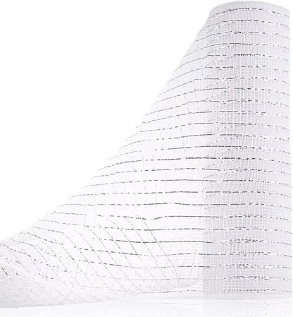 Anivia Deco Mesh Ribbon, 10inch x 30 Feet Each Roll Metallic Foil Mesh Ribbon for Wreaths Swags, Holloween, and Christmas Tree Decoration (White/Silver Foil)