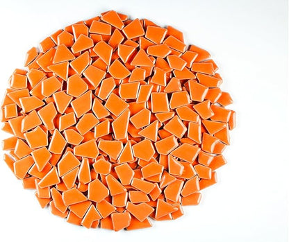 Ceramic Mosaic Tiles for Crafts & Art Projects 200 Grams Vibrant Colors Pieces Fit Together Like a Puzzle Endless Creative Ideas for Mosaic Art DIY Hobbies Small Sizes (Orange)