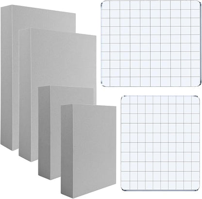 BAOFALI 8 Pcs Stamping Foam Grey Moldable Foam with Acrylic Stamp Block Stamps Plastic Pad Cut and Dry Foam Stamping Foam Block for Sculpture, Modeling, DIY Arts and Handicrafts Projects