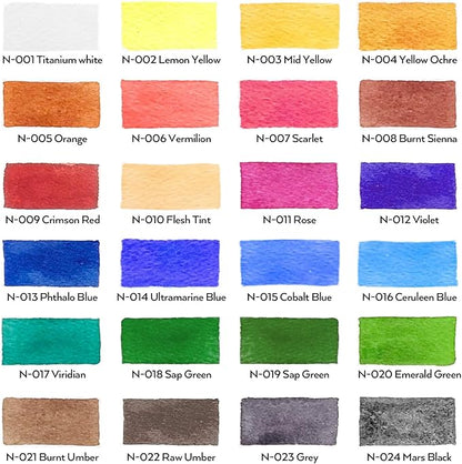 Nicpro Watercolor Paint Set for Adults, Beginner & Artists, 24 Tubes Water Color Paint Set with 25 Watercolor Paper, 8 Squirrel Paint Brushes, Palettes, Color Wheel, Art Painting Supplies