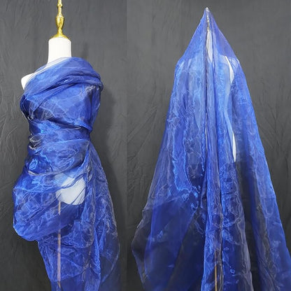Two-Tone Iridescent Holographic Organza Fabric - 11 Yards | Lightweight Sheer Gauze Voile Tulle | for Dresses, Party Decor, DIY Crafts, Shiny Backdrops(Sapphire Black)