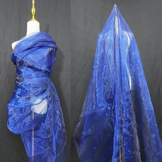 Two-Tone Iridescent Holographic Organza Fabric - 11 Yards | Lightweight Sheer Gauze Voile Tulle | for Dresses, Party Decor, DIY Crafts, Shiny Backdrops(Sapphire Black)